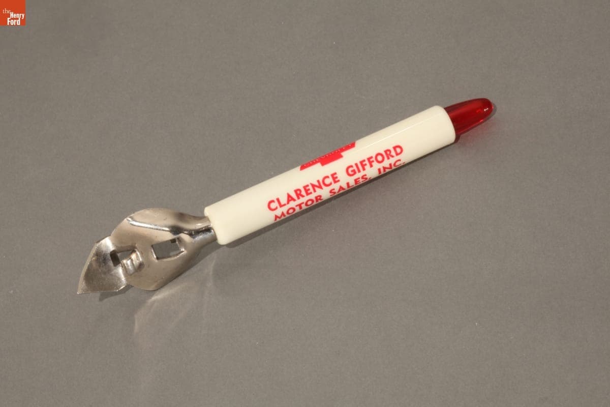 Chevrolet Dealer, Clarence Gifford Motor Sales, Inc., Promotional Can & Bottle Opener, 1957