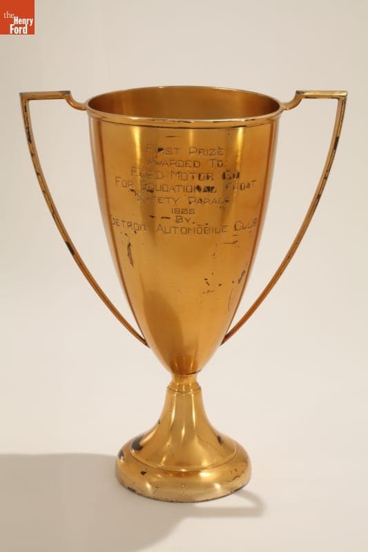 Trophy Awarded to Ford Motor Company during Detroit Safety Parade, 1925