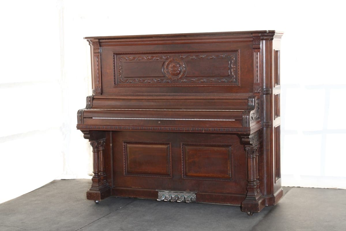 Wing & Son Concert Grand Upright Piano and Bench, 1917