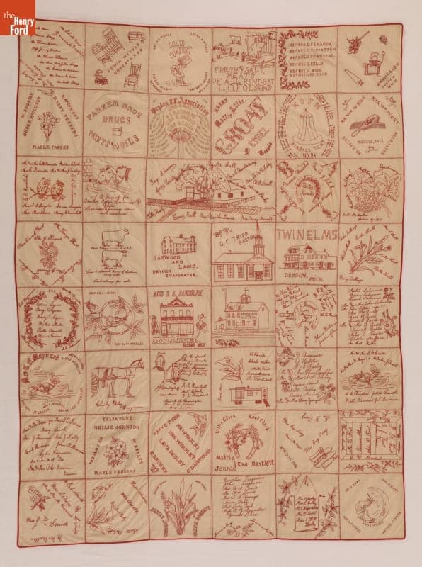 Dryden Community Pictorial Quilt, circa 1891