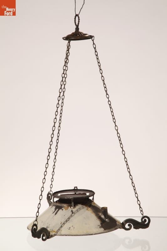 Camphene or Burning Fluid Hanging Lamp, 1849