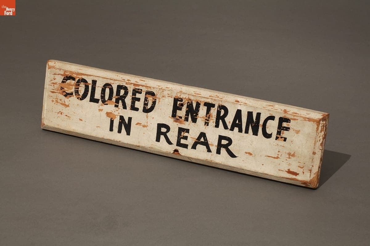 Sign from Doctor's Office, "Colored Entrance in Rear," circa 1950