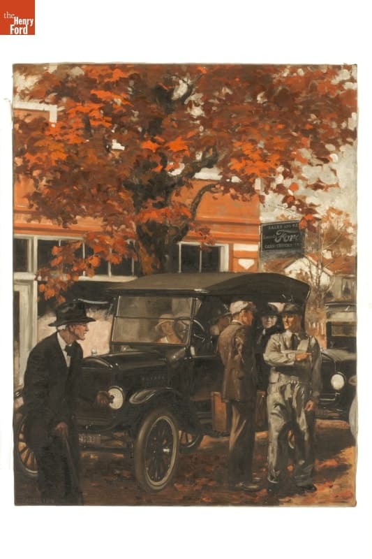 Getting Directions at Ford Dealership, 1924