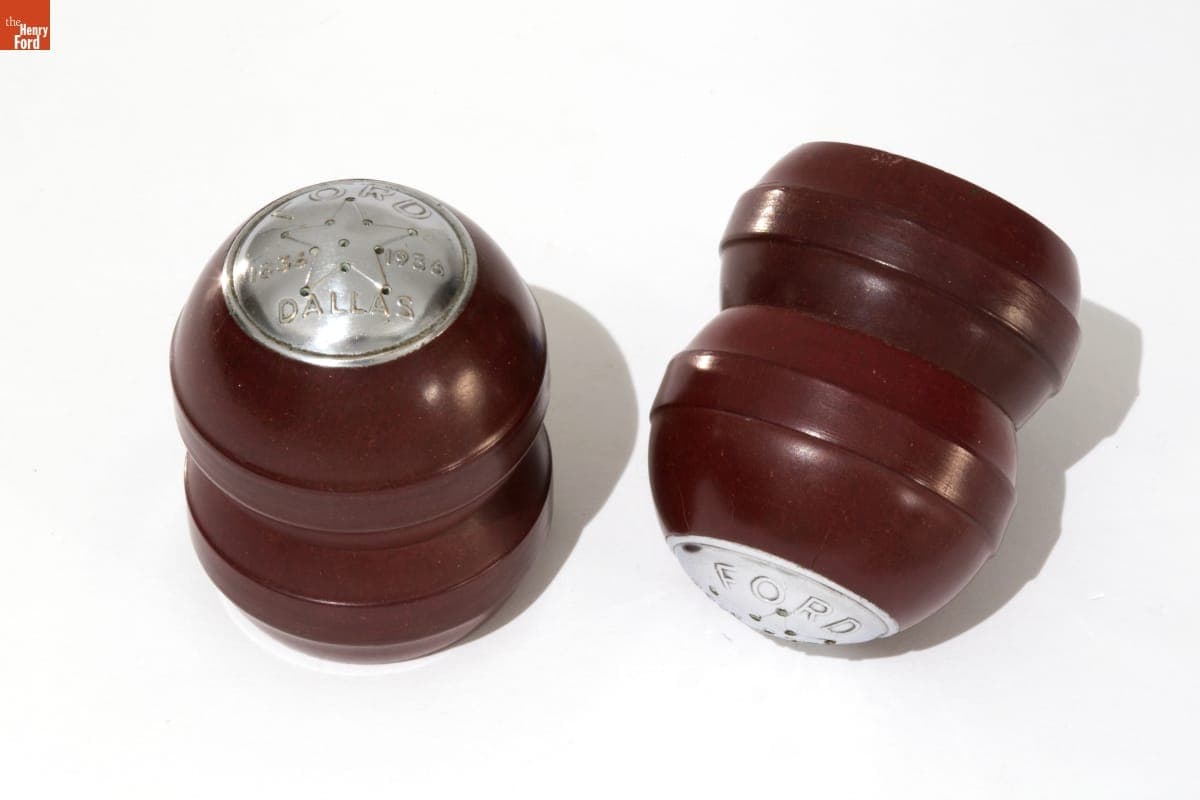 Ford Souvenir Salt & Pepper Set From Texas Centennial Exposition, 1936