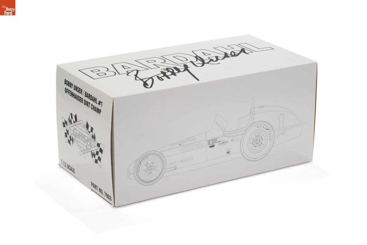 Box for Bobby Unser / Bardahl #1 Model Race Car by Georgia Marketing Promotions, circa 1970