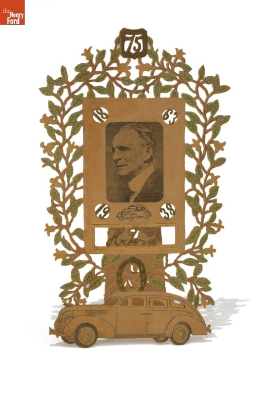 Handmade Scrollwork Frame with Portrait of Henry Ford, 1938