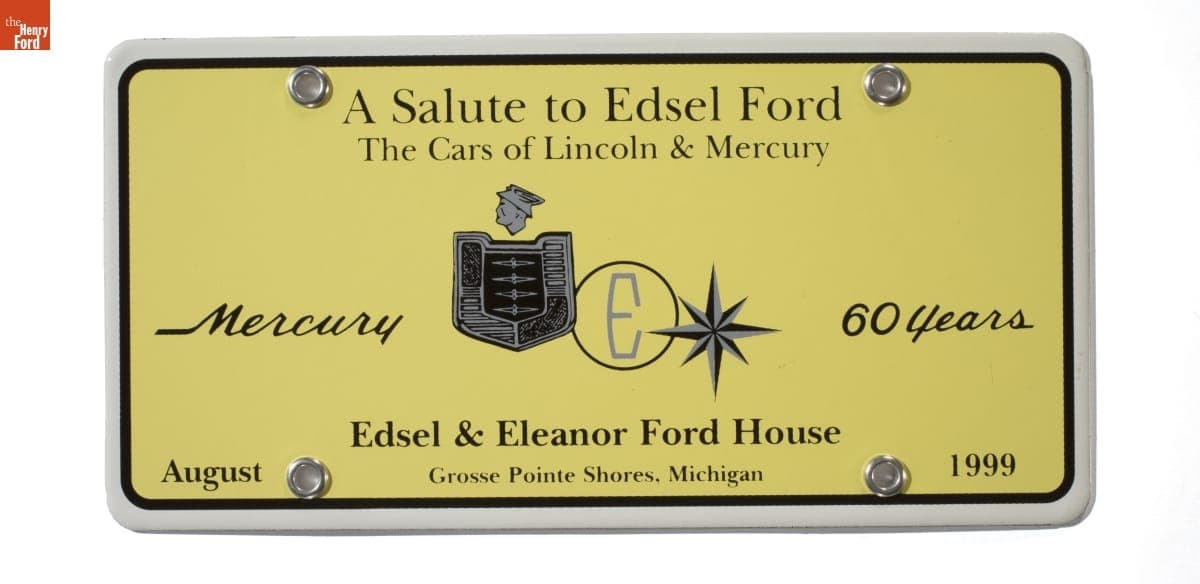 Auto Show License Plate, "A Salute to Edsel Ford," 1999