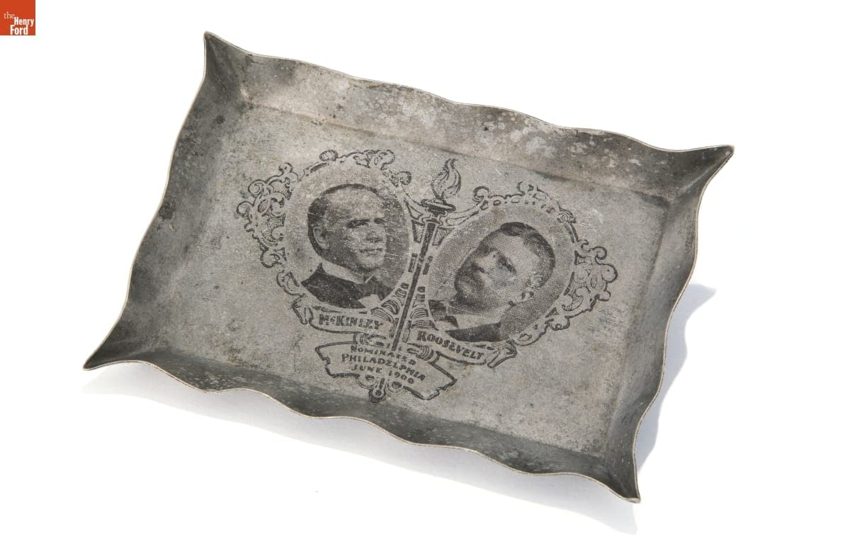 Ashtray Featuring Theodore Roosevelt and William McKinley, Republican Candidates for 1900 Presidential Election, 1900