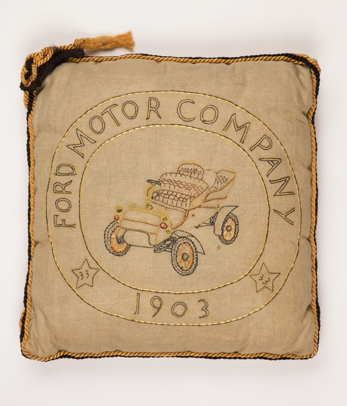 Embroidered Pillow, Gift to Henry Ford, 1936