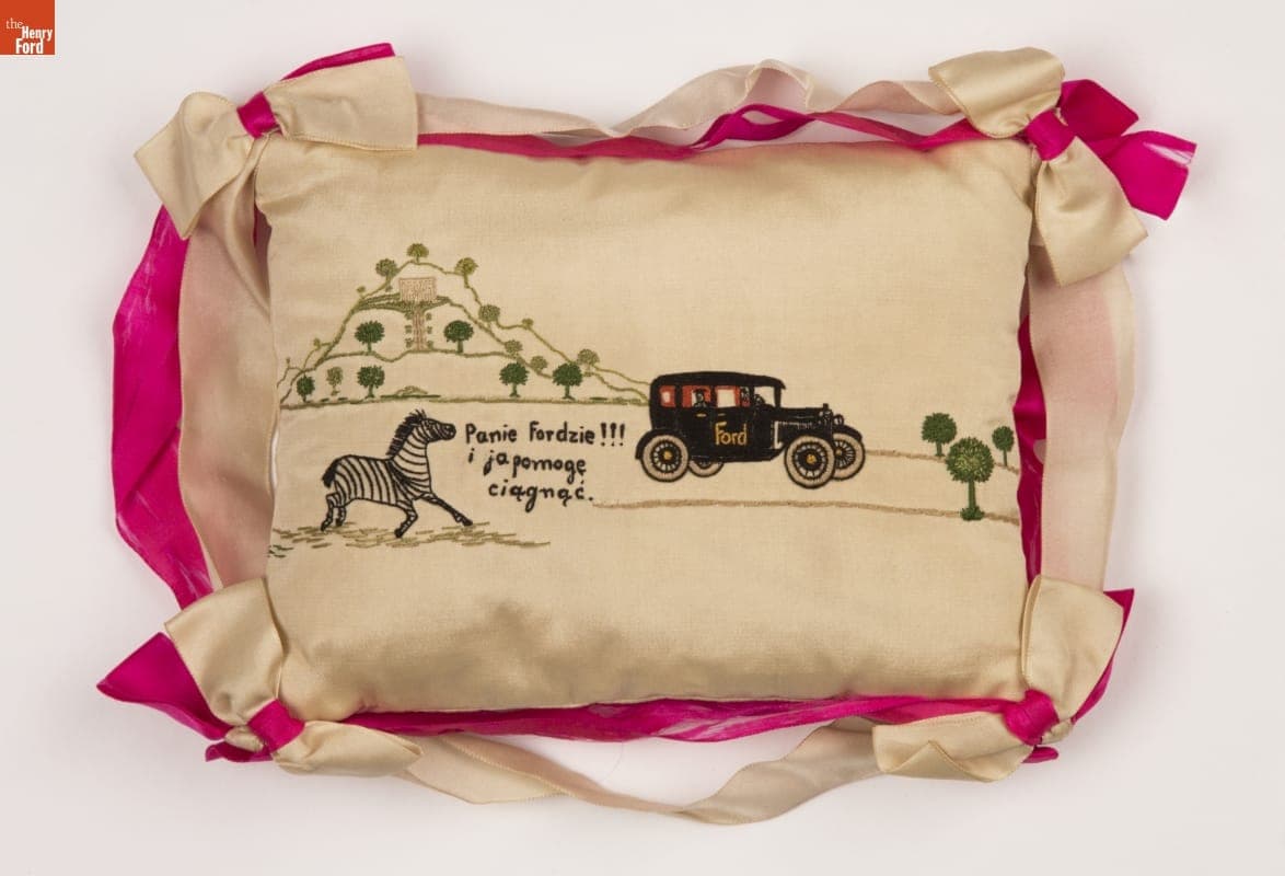 Embroidered Pillow, Gift to Henry Ford, 1920-1940
