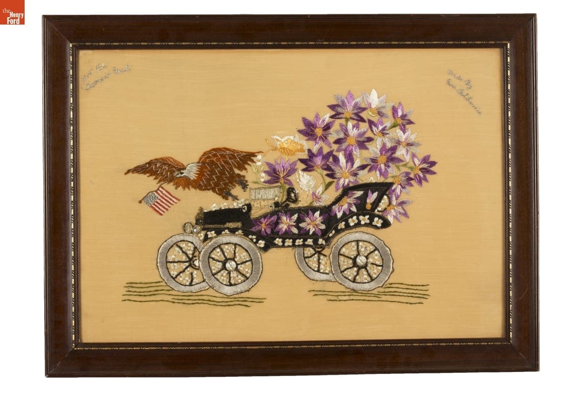 Framed Needlework, Gift to Henry Ford, 1915