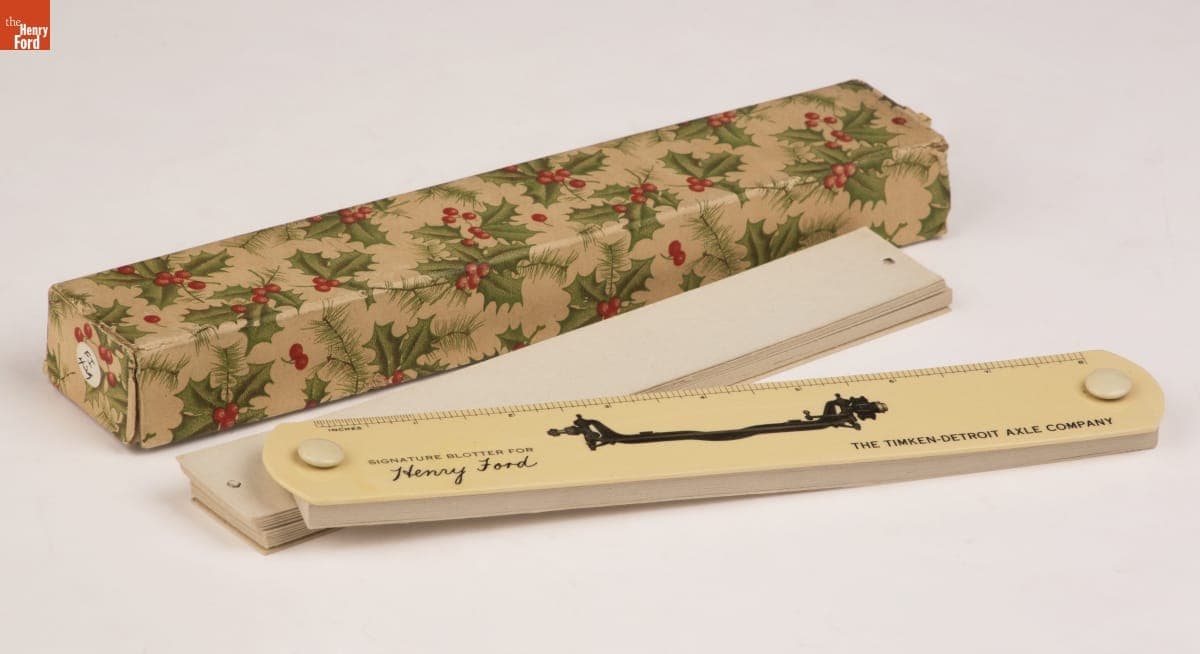 Timken-Detroit Axle Company Ink Blotter, Christmas Gift to Henry Ford, 1920-1940