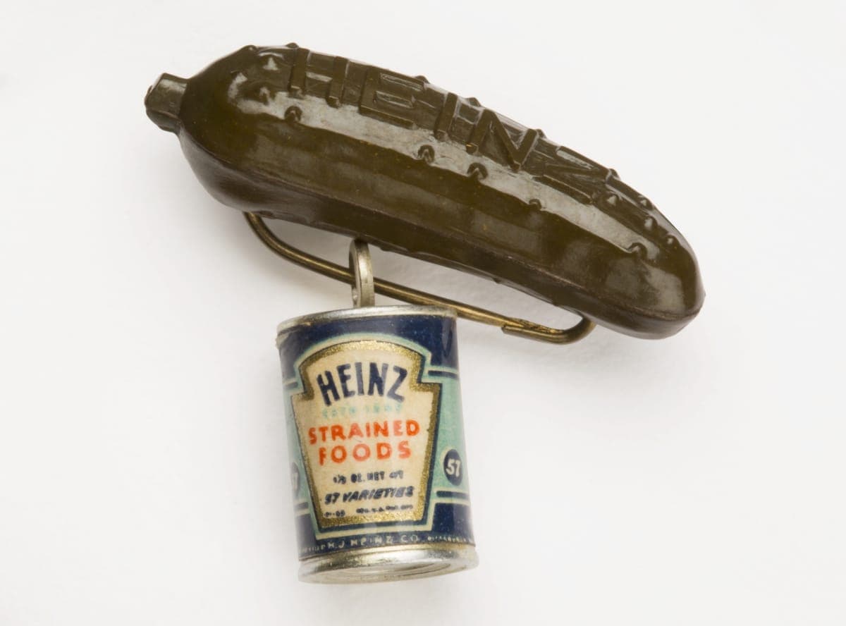 Heinz Pickle Pin "Heinz Strained Foods," 1939-1940