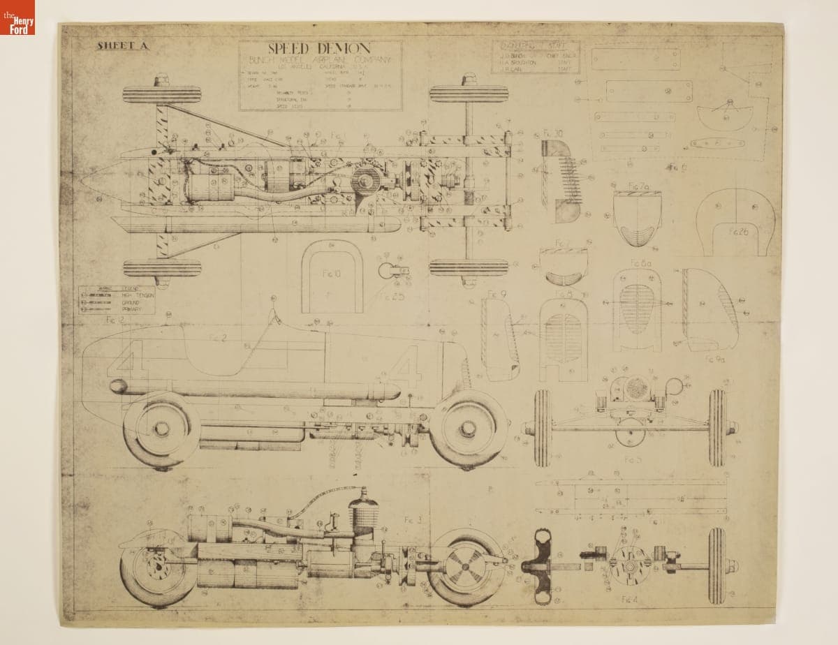 Assembly Instruction Sheet "A" for the Bunch "Speed Demon" Gas-Powered Racing Tether Car, 1930-1940