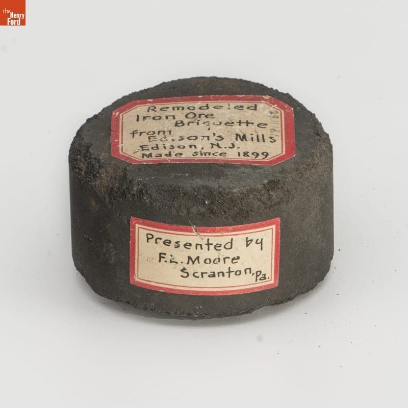 Iron Ore Briquette from Edison Mines, New Jersey, 1899-1900