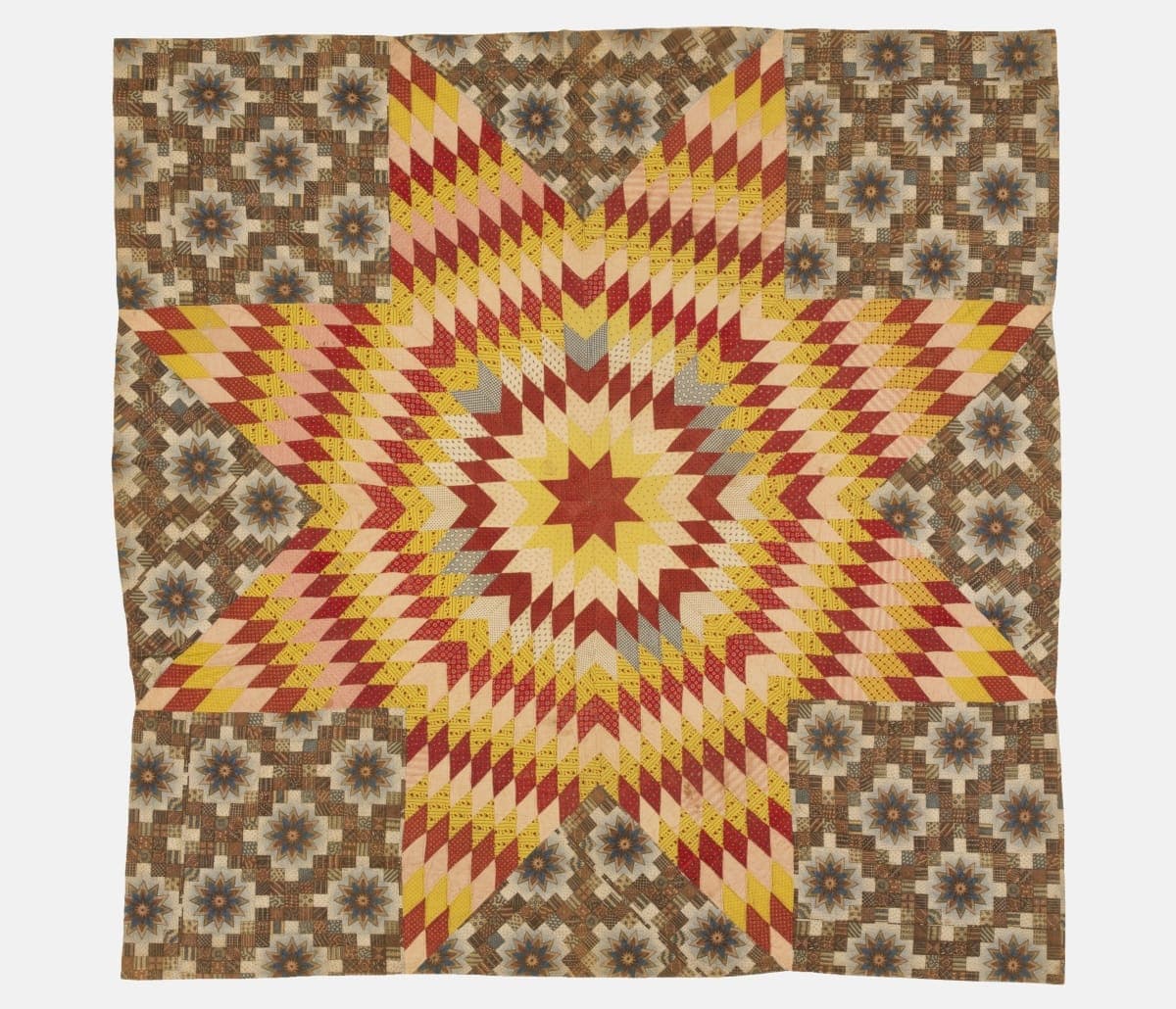 Star of Bethlehem Quilt with Printed Patchwork, 1850-1860