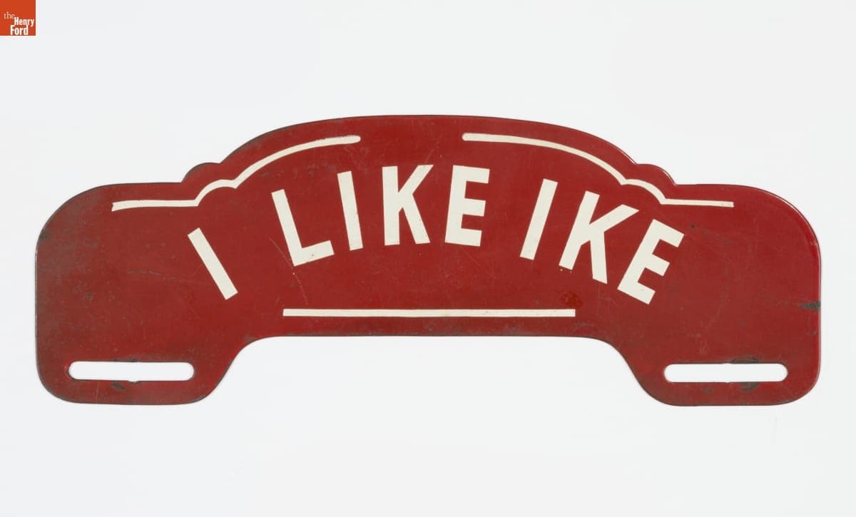 "I Like Ike" License Plate Topper, 1952
