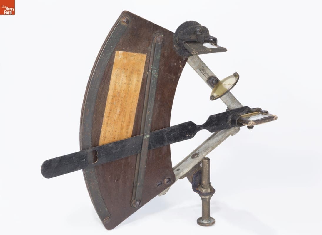 Handmade Sextant. On Loan from Jeff Mahl, George Schuster's Great-Grandson.