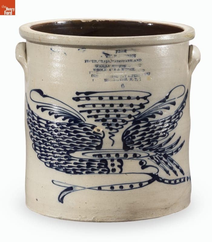 Six Gallon Stoneware Crock, 1870-1890