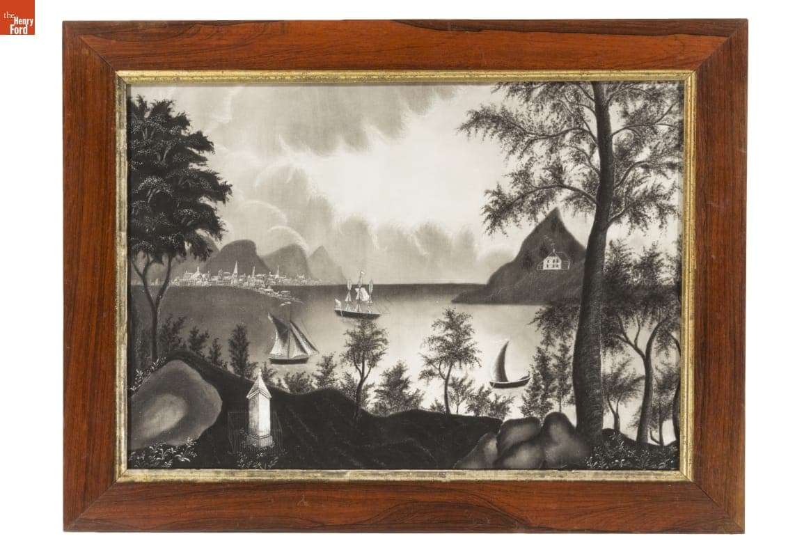 Drawing by Mary E. Richardson, 1852, of the Weehawken Dueling Grounds Where Aaron Burr Shot Alexander Hamilton