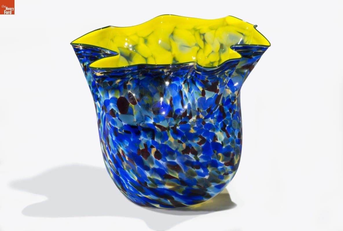 "Yellow Macchia with Forest Green Lip" by Dale Chihuly, 1992