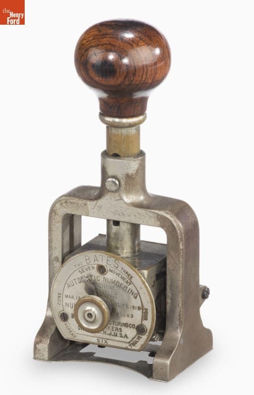 Bates Numbering Machine, 1919-1925