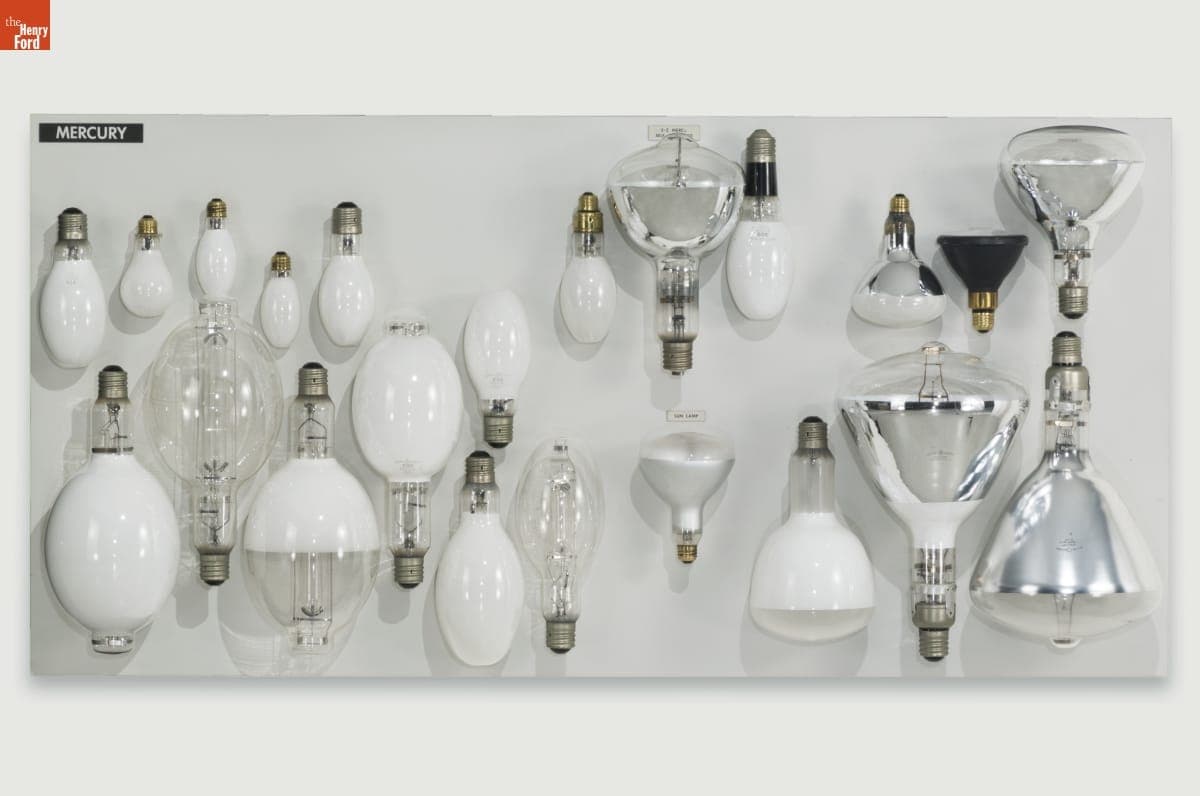 Mercury Light Bulb Display Board, Displayed at General Electric's Nela Park Laboratory, circa 1975