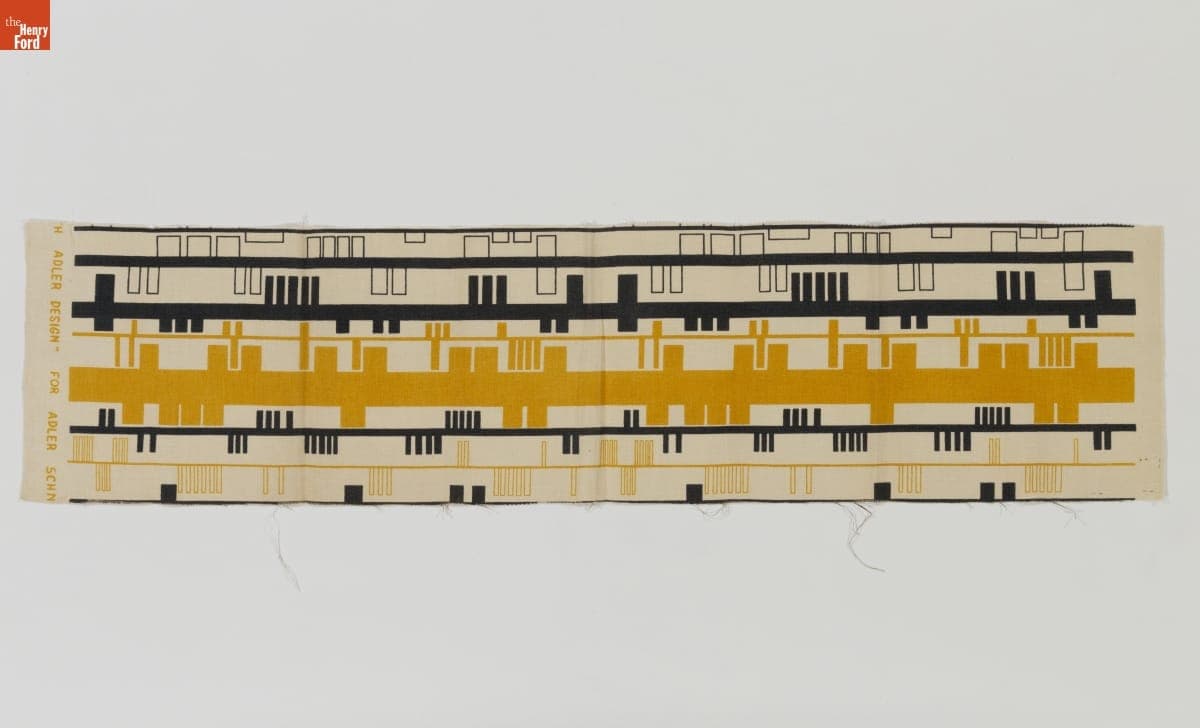 "Narrow Gauge" Fabric Swatch Designed by Ruth Adler Schnee, 1953