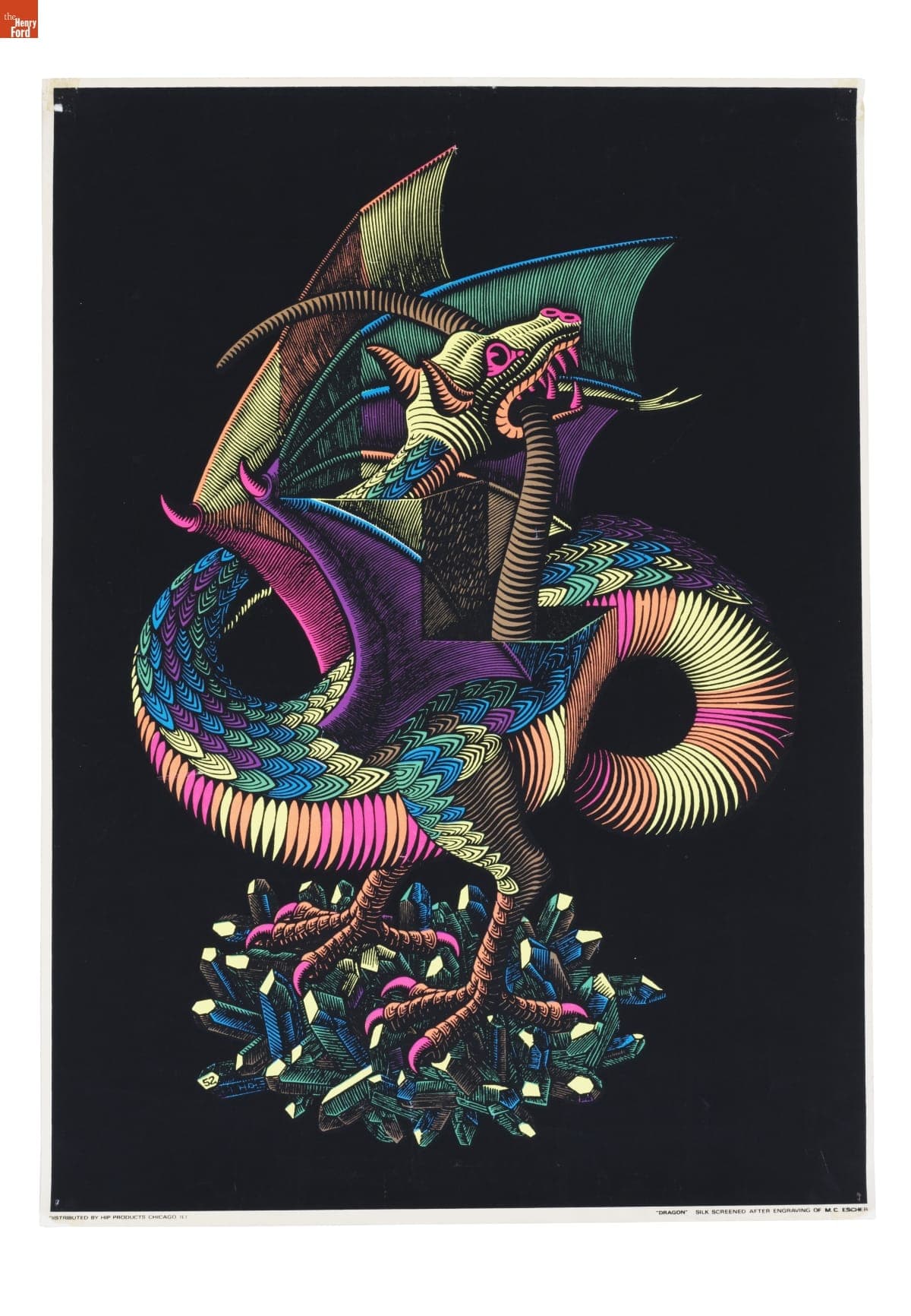Black Light Poster Featuring a Dragon, 1971-1974
