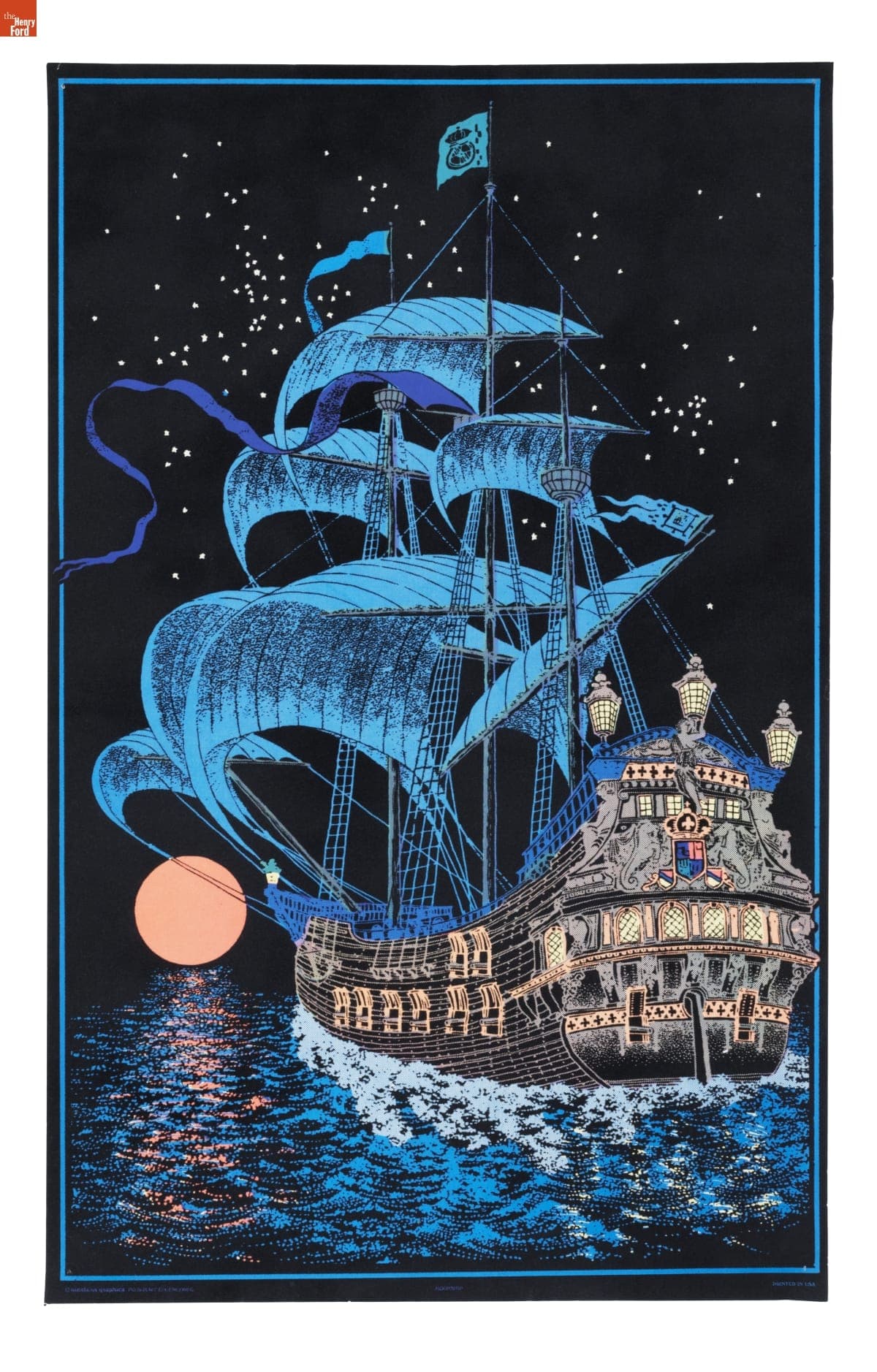 Black Light Poster Featuring a Ship, 1971-1974