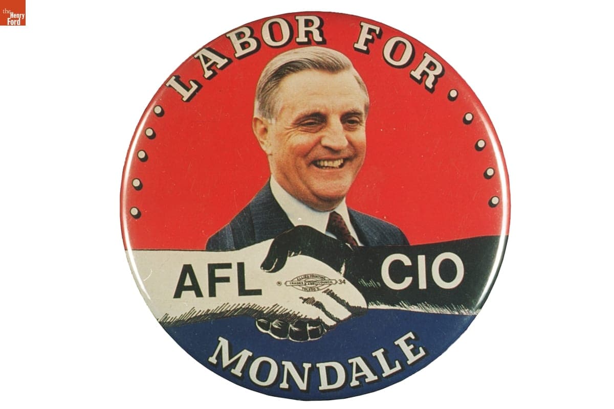 Labor for Mondale AFL CIO Button, 1984