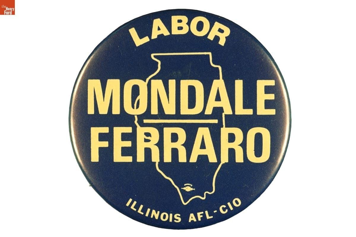 Labor Mondale Ferraro Illinois AFL-CIO Button, 1984