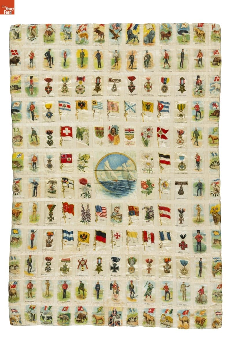Cigar Silks Crib Quilt, 1900-1910