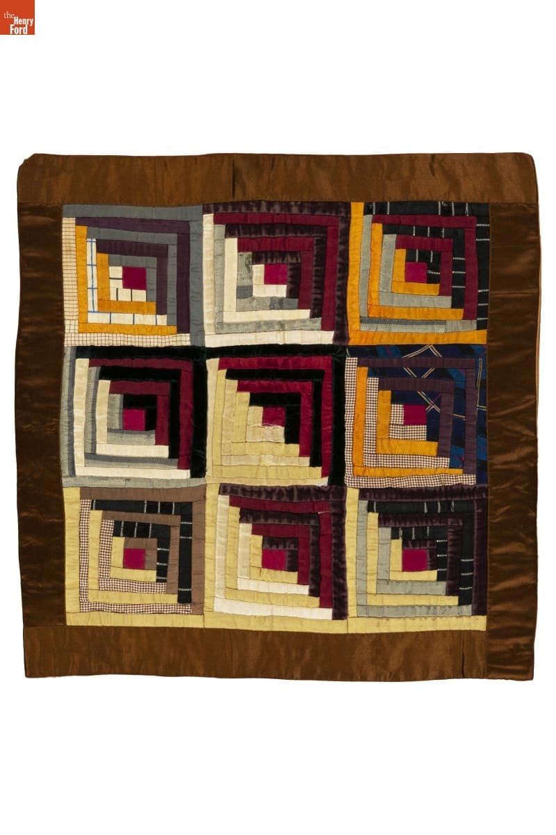 Sunshine and Shadow Log Cabin Pillowcover, circa 1890