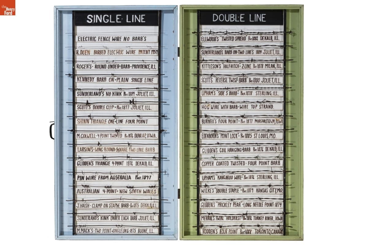 Barbed Wire Collection Display, Patented 1875-1959