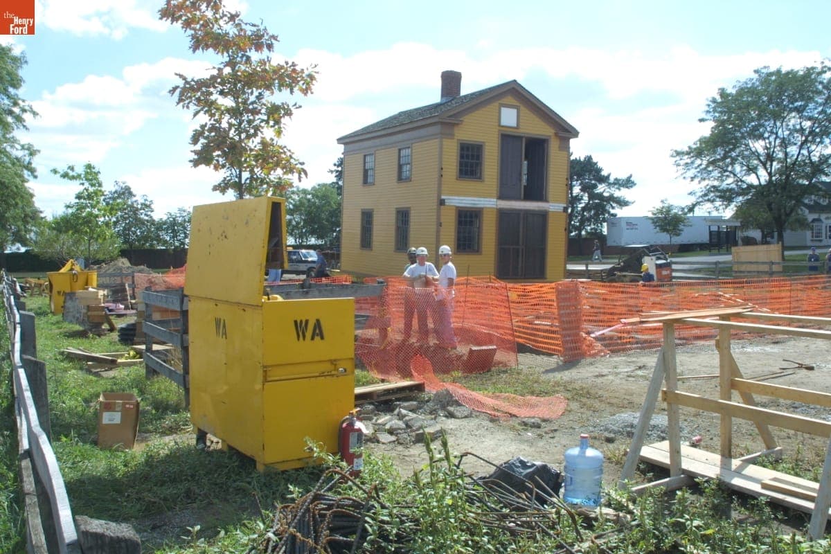 Richart Wagon Shop Being Relocated during the Greenfield Village Restoration Project, September 2002