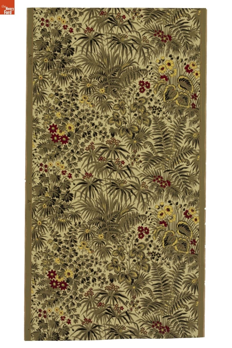 Floral Wallpaper Sample, 1860-1880