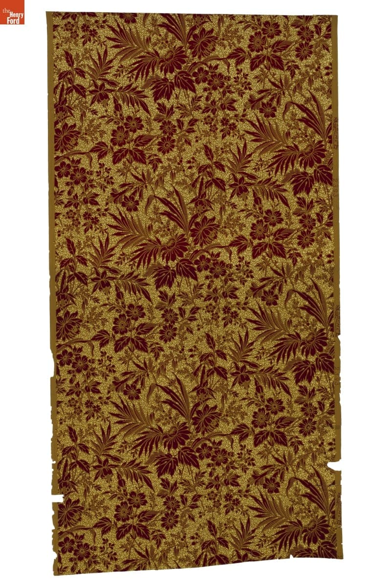 Floral Wallpaper Sample, 1860-1880