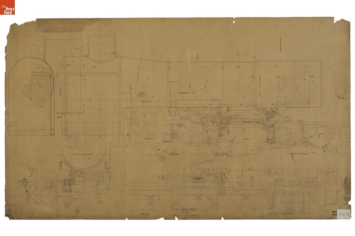 Drawing, 4'1" Gauge Bogie, CYL 16 x 24, Calumet & Hecla Mining Co., 1887