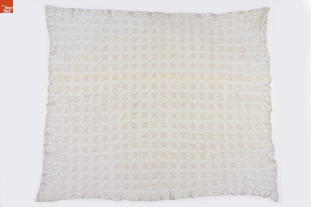 Hand-Crocheted Full Bedspread, circa 1958