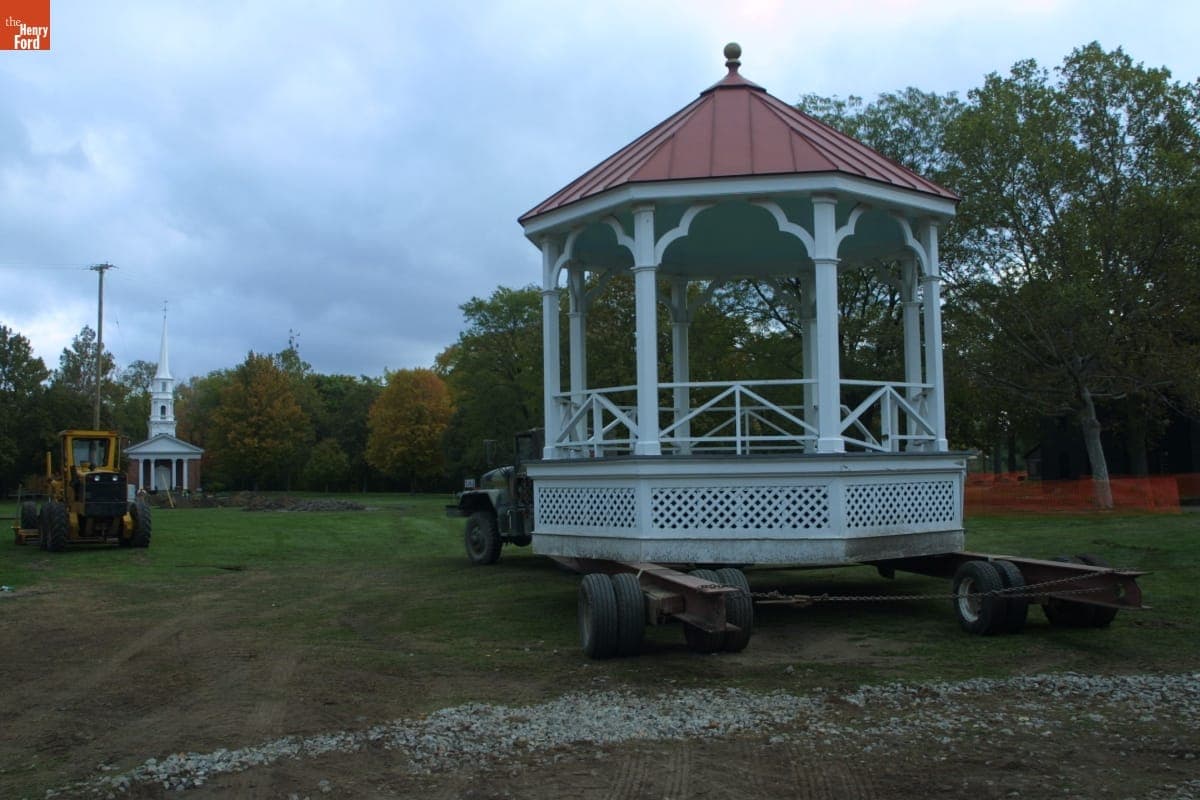 Bandstand Being Relocated during the Greenfield Village Restoration Project, October 2002