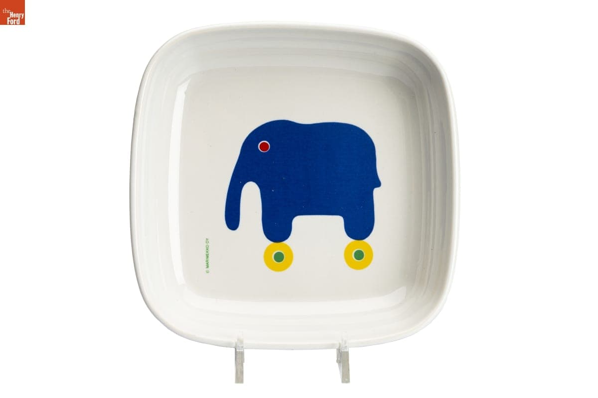 Marimekko Elephant Plate Made for American Airlines, 1975-1980