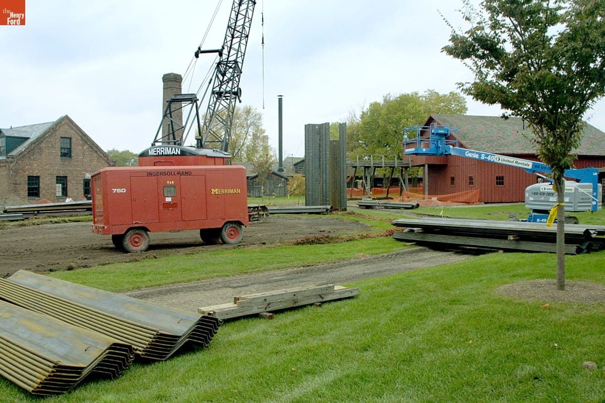 Mill Pond Construction during the Greenfield Village Restoration Project, October 2002