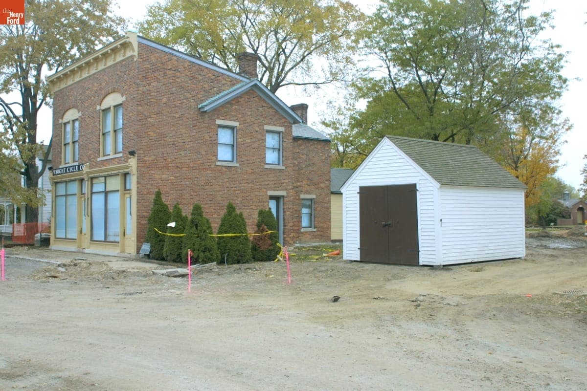 Hearse Shed at Its New Site after Relocation, Greenfield Village Restoration Project, November 2002