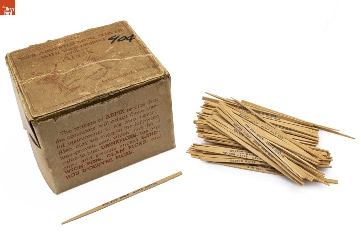 Box of Toothpicks Advertising the Sun Rise Diner in South Boston, Massachusetts, circa 1955