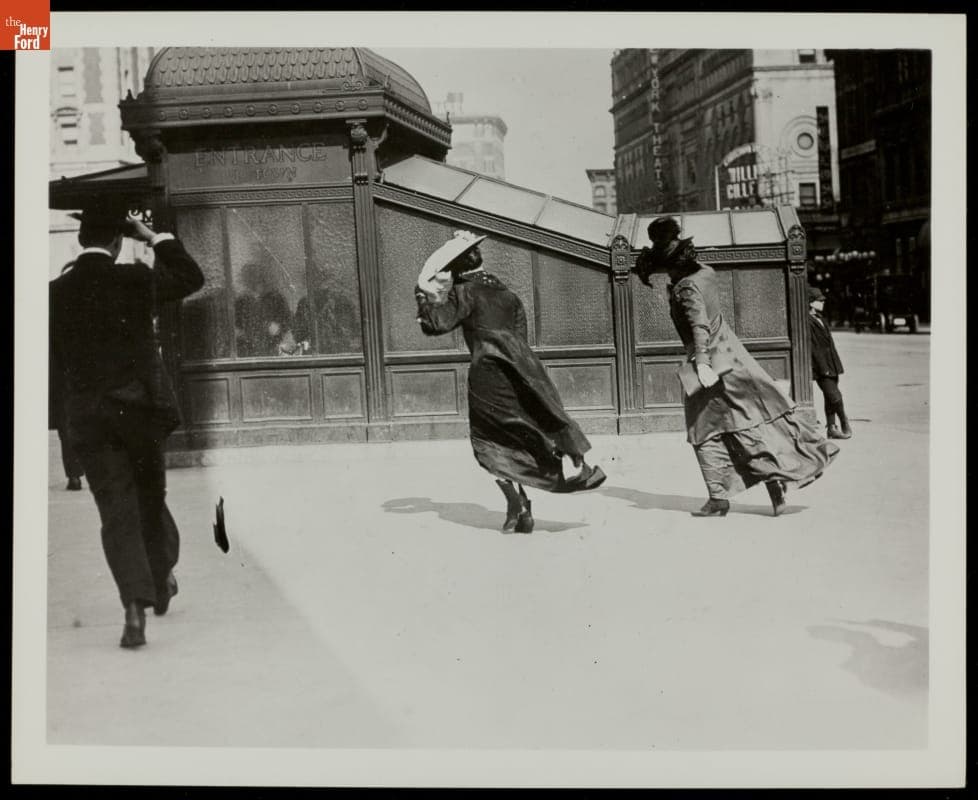 Subway Entrance on a Windy Day, New York City, circa 1910