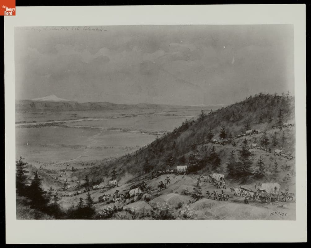 "Descending the Blue Mountains to the Valley of the Columbia," 1929 Sketch by William Henry Jackson
