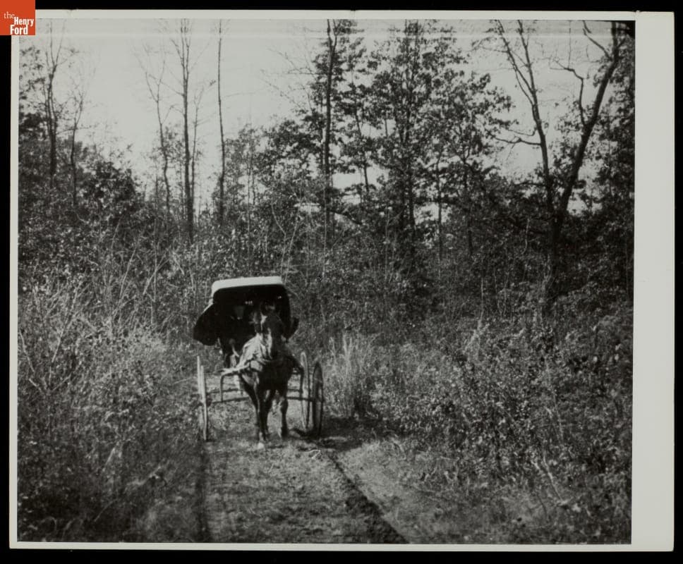 Horse and Buggy on Corduroy Road, circa 1900
