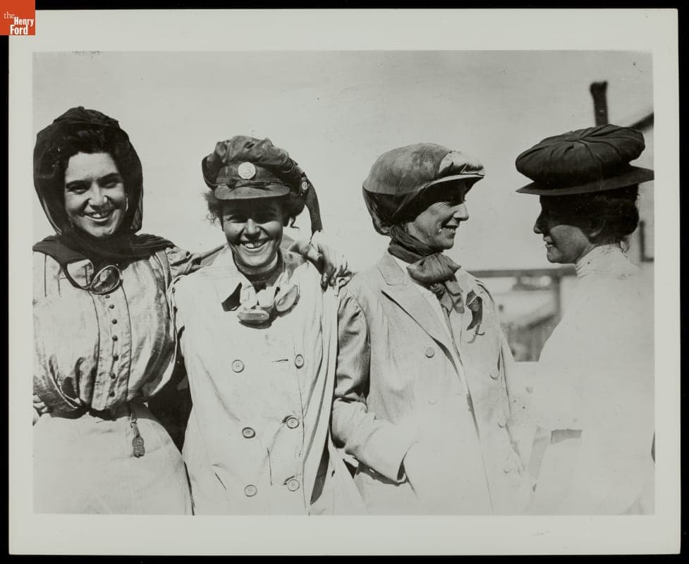 Alice Ramsey and Three Companions on Cross-Country Automobile Trip, 1909