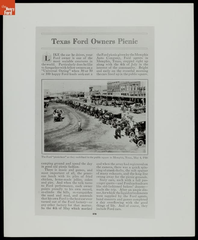 "Texas Ford Owners Picnic," Memphis, Texas, May 4, 1916
